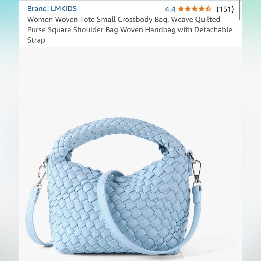 Woven small crossbody bag - baby blue